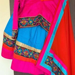 Vibrant Pink and Blue women  Lehenga Set Medium size